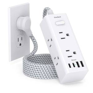 lot 943 image: Power Strip Surge Protector - One Beat 6 Widely Outlets with 4 USB Ports (2 USB C), 5 Ft Extension Cord Flat Plug, Wall Mount Outlet Extender Small Power Strip for Travel Home Office College Dorm Room - Retail $10