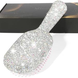lot 952 image: Pre Owned MInovel Luxury Rhinestone Hair Brush for Women - Bling Detangling Comb with Anti-Static, Perfect for Wet or Dry, Straight & Wavy, Curly Hair, Great Gift for Holidays and Special Events