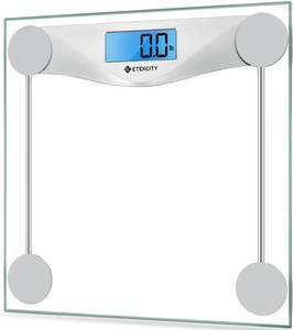 lot 983 image: Etekcity Digital Body Weight Bathroom Scale, Large Blue LCD Backlight Display, High Precision Measurements,6mm Tempered Glass, 400 Pounds - Retail $20