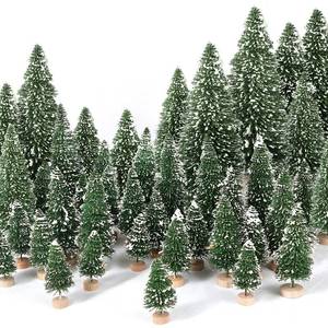 lot 984 image: 30Pcs Mini Christmas Trees Artificial Christmas Tree Bottle Brush Trees with Wooden Base for Christmas Decor Christmas Party Home Table Craft Decorations(Green-A) - Retail $18