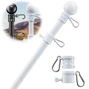 lot 995 image: Flag Pole Holder for Outside House - 5ft Heavy Duty Stainless Steel House Flag Pole Kit, Tangle Free Spinning Flagpole For Outdoor Porch Residential Decoration - White - Retail $15