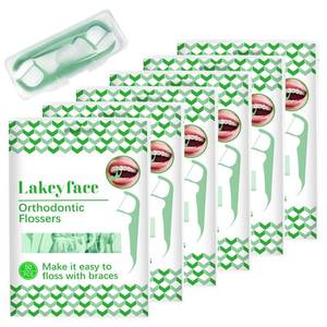 lot 997 image: 300 Count Orthodontic Flossers for Braces with Floss Dispenser, Brace Flossers for Kids Teeth & Adults, Dental Floss for Braces, Dental Floss Picks, 50 Count Bag (Pack of 6) - Retail $10