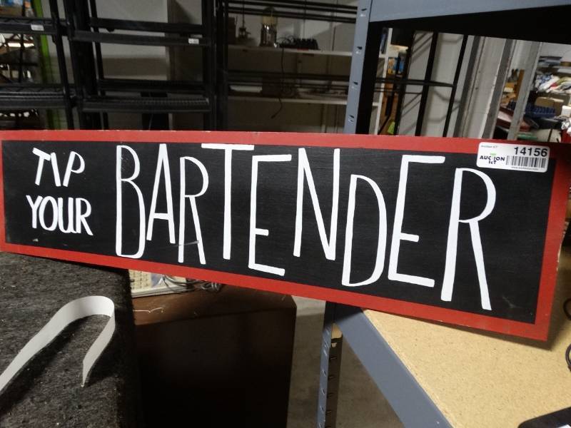 lot 14156 image: Tip your bartender sign