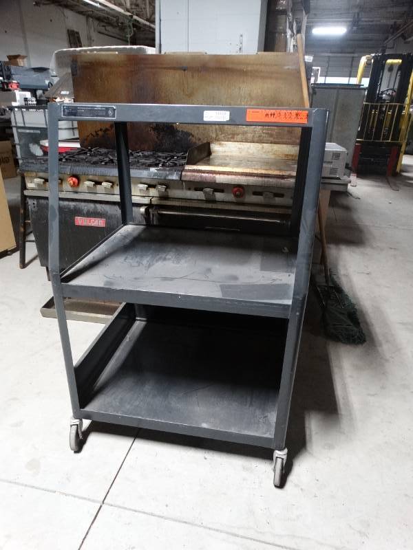 lot 14169 image: 3 shelf metal cart on wheels.