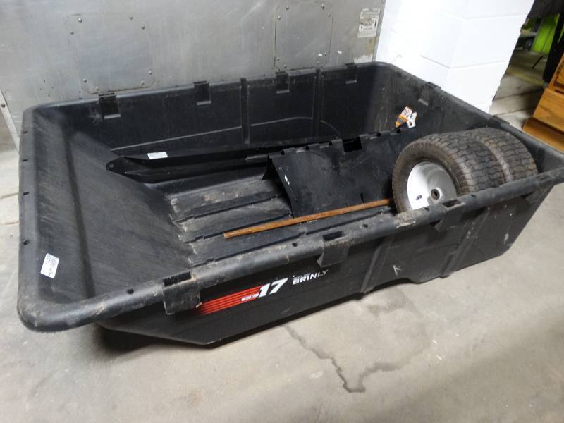 lot 14209 image: New Brinley 17 cubic foot lawn trailer. needs assembled.