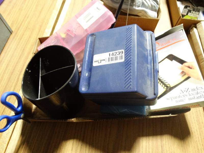 lot 14239 image: Address book, coupon holder, paper lip holder, scissors, etc.