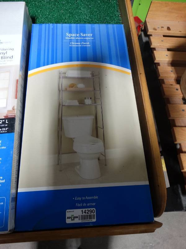 lot 14290 image: Spacesaver chrome finish toilet shelf- New in box