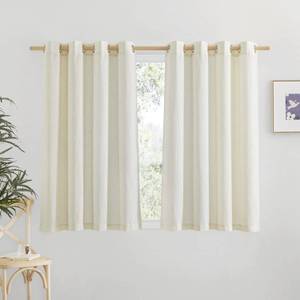 lot 54914 image: Linen Blend Kitchen Window Curtains Over Sink, Grommet Short Curtains for Small Window Thick Flax Linen Weave Privacy Added for CafeBathroom, Off White, W55 x L36, 2 Panels - Retail $25