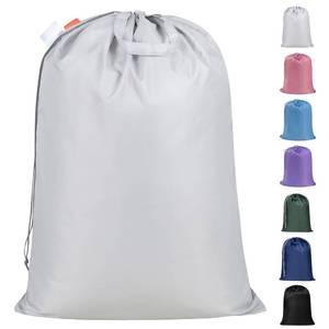 lot 54928 image: Extra Heavy Duty Large Laundry Bag with Sturdy Handles and Drawstring Closure, 28 x 36 inches Storage Bag for Basket, College, Dorm, Travel, Silver - Retail $7