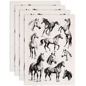 lot 54931 image: 4PCS Horse Underglaze Paper Transfer Animal Transfer Paper for Clay Ceramic Porcelain Under Glaze Transfers for Pottery Enamel Decals Black Underglaze Decal Papers 14.6x20.5in - Retail $9