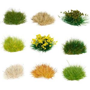 lot 54932 image: Static Grass Bushy Tufts Lowland Shrubs Tuft Terrain Model Kit for Train Landscape Railroad Scenery Sand Military Layout Model Miniature Bases and Dioramas - Retail $13