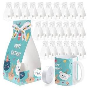 lot 54935 image: 24 Pack White Gift Boxes with Ribbon for 11oz Sublimation Mugs Blanks with Handle Sublimation Ribbon Graffitiable Gift Box for Bridesmaid Gifts Mothers Day Easter Weddings DIY Decor (box only, missing ribbon) - Retail $16