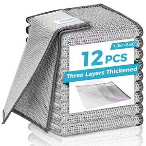 lot 54961 image: 10 Pcs New Upgrade 3-Layer Metal Dish Cloth, No Scratches and No Odor, Multipurpose Wire Dishwashing Rag for Wet and Dry, Kitchen Cleaning DishRags, Sinks, Dishes, Stove Top, Dimensions(7.08X8.86) - Retail $7
