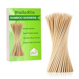 lot 54980 image: 200 PCS Bamboo Skewers, 12 Inch Wooden Skewer for Appetizers, Fruit, Kebabs, Grilling Barbecue, Mini Burger, Sausage, Cocktail Picks for Drinks, Long Toothpicks, Food Sticks Natural, Kitchen Gadget - Retail $9