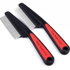lot 54984 image: 2 Pieces Stainless Steel Fine & Wide Tooth Comb, High Strength Teeth Hair Combs, Professional Dandruff Combs Grooming Tool (two different style) - Retail $7