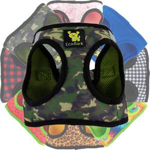 lot 54991 image: Step in Dog Harness - Eco-Friendly Teacup Dog Harnesses for XXS, XS, and Small Dogs - Reflective and Adjustable Mini Body Halter Vest -Tiny Soft Mesh Toy Breed Harness Under 5 lbs (Camo, XXS) - Retail $22