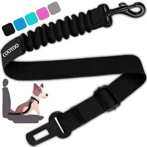 lot 54997 image: Dog Seat Belt, Retractable Dog Car Harness Seat Belt for Car Adjustable Nylon Pet Safety Seat Belts Heavy Duty & Elastic Bungee Buffer pink - Retail $7