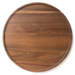 lot 55006 image: Round Wood Tray, Acacia Wooden Decorative Serving Tray for Coffee Table and Home Decor, Wooden Appetizer Charcuterie Board for Kitchen Countertop (11.8 inch) - Retail $19