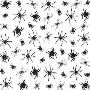 lot 55014 image: Realistic Plastic Spiders 4 Sizes Black Small Spiders Mini Fake Spider Toys for Halloween Prank Prop Home Party Decorations - Retail $7