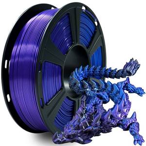 lot 55022 image: Tri-Colors, Silk Pla Filament, 3D Printer Filament 1.75mm -0.02mm, 1Kg (2.2lbs) Spool, Vacuum Packaging (BluePurpleBlack) - Retail $25