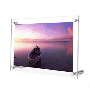 lot 55027 image: Acrylic Picture Frame Floating Look 3MM  3MM Thickness Clear Photo Frame Desktop Frameless Display Self Standing (6x8) - Retail $12