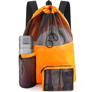 lot 55029 image: Mesh Swim Bag Beach Drawstring Backpack, Waterproof Gym Bags for Women and Men, Large Pool Bag Swimming Gear for Swimmers - Retail $15