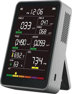 lot 55030 image: Professional Indoor Air Quality Monitor with AQI Beep Alarms, Portable Real-Time Detector for Home Cars Plants and Pets