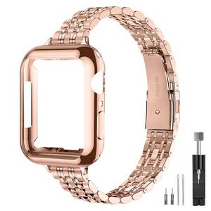 lot 55034 image: Rose gold Apple Watch Band Compatible with Apple Watch 41mm 45mm 42mm 44mm 40mm 38mm Metal stainless steel Watchband suitable for iWatch 87654321SE series Women Luxury strap (38mm - Retail $18