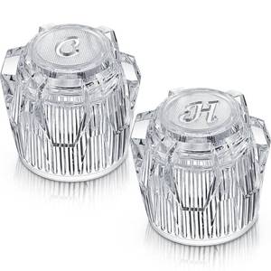 lot 55050 image: 1 Pair Shower Knob Replacement, Compatible with Phoenix Mobile Home Sink Tub Shower, Acrylic Bathtub Knobs Parts, Clear Faucet Handles with 17pt Spline Point Broach Center Hole - Retail $9