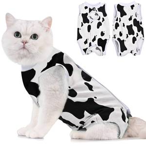 lot 55056 image: Cat Recovery Suit - Kitten Onesie for Cats After Surgery, Cone of Shame Alternative Surgical Spay Suit for Female Cat, Post-Surgery or Skin Diseases Protection -Cow(S) - Retail $9