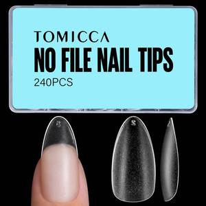lot 55057 image: TOMICCA Medium Almond Nail Tips 240pcs, Acrylic Nail Tips Almond Shape, Gel Nail Kit Fake Nails Clear Nails for Nail Extension Art Home DIY Nail Salon 12 Sizes