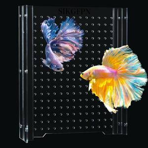 lot 55062 image: Acrylic Fish Tank Divider,5 Gallon Tank Divider, Adjustment Clear Fish Tank Separator Set with Suction Cups (5gal5.5gallon) - Retail $24