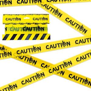 lot 55072 image: Halloween Decorations Caution Tape, Yellow&Black Caution Hazard Warning Tapes Roll Scary Zombie Safety Indoor&Outdoor Crime Scene DIY Barricade-PartyDoorTreeYardDanger AreaHaunted Houses-7.5CM25M - Retail $5