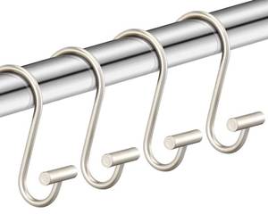 lot 55080 image: Nickel Shower Curtain Hooks, Rust Proof Shower Curtain Rings for Bathroom, Silver Metal Decorative Shower Curtain Hooks Hangers for Shower Curtain Rod, Set of 12 T-Bar Design - Retail $9