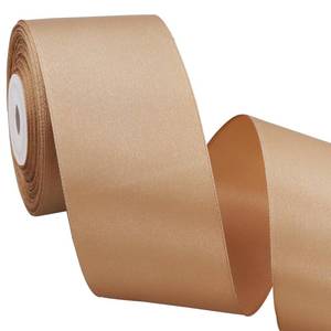 lot 55085 image: 2 in x 25 Yds Wide Gold Satin Ribbon Solid Fabric Ribbons Roll for Crafts Chair Sash Valentines Day Gift Wrapping Invitation Cards Floral Hair Bows Sewing Party Wedding Car Decoration - Retail $9