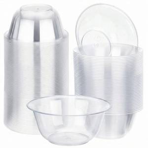 lot 55092 image: 150 Pcs Clear Dessert Bowls Bulk 9 oz Disposable Hard Plastic Round Party Serving Bowls for Salad Soup Ice Cream Snack Appetizer Catering Birthday Wedding Picnic Home Event Supplies - Retail $22