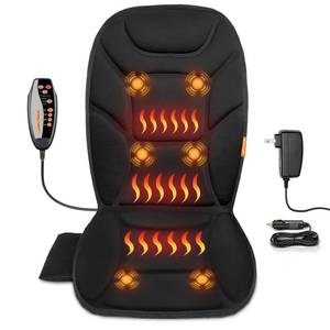 lot 55101 image: Massage Seat Cushion with Full Back Thighs Heat Back Massager for Chair with 3 Heating Pads 6 Vibrating Motors, Massage Chair Pad for Home Office, Heated Seat Cover Warmer for Pain Relief - Retail $50