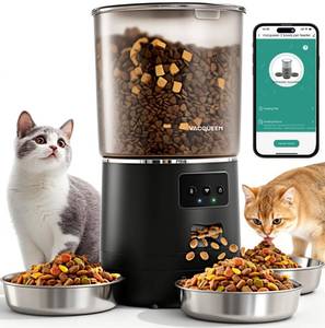 Automatic Cat Feeder for 3 Cats, 6L/25 Cups Smart WiFi Pet Feeder, Strong Anti-Jam System, Dual-Effect Desiccant Cat Food Dispenser, with 10S Voice Recorder for Cats and Small Dog(Black) - Retail: $65