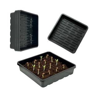 lot 55110 image: 1010 Growing Trays Extra Strength Seed Tray 10 x 10 Without Drain Holes for Seedling Starter Microgreens Wheatgrass Fodder Hydroponic 5-Pack Black - Retail $20