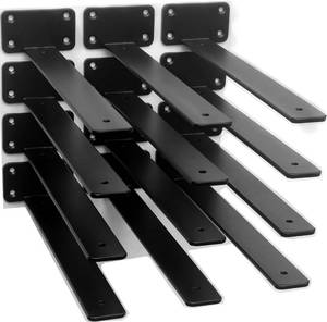 lot 55112 image: 12 Pack - 12 inch Black Hidden L Shelf Bracket (15 Inch Thick) Iron Floating Shelf Brackets Rustic Industrial Metal Brackets for Shelf Support - Retail $41