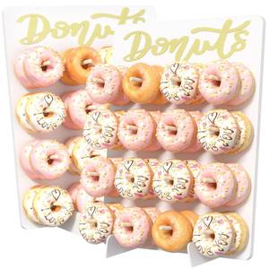 lot 55113 image: Wooden Donut Wall Display Stand, 2PCS Holder for 32 Doughnuts, Board for Grow Up Party, Birthday, Wedding, Baby Shower, Party Decorations (White) - Retail $39