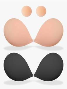 lot 4834 image: MITALOO 2026 Seamless Sticky Adhesive Bra Invisible Push up Bras Strpless Backless Nipple Cover for Women Nude Black, A Cup  - Retail $20