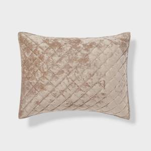 lot 4851 image: Standard Luxe Diamond Stitch Velvet Quilt Pillow Sham Light Brown - Threshold Recycled Polyester, OEKO-TEX Certified, No Flange - Retail $25