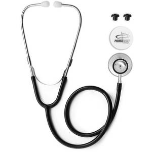 lot 4852 image: PrimaCare DS-9290-BK Adult Size 22 Stethoscope for Diagnostics and Screening Instrument, Lightweight and Aluminum Double Head Flexible Stethoscope, Black - Retail $12
