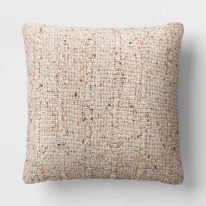 lot 4860 image: Square Marled Knit Pillow Neutral - Threshold - Retail $30