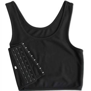 lot 4868 image: Women Hook Vest Top Straps Sports Tank Bra Chest Slim Fit Binders for Lesbian Tomboy (Black, Medium) - Retail $11
