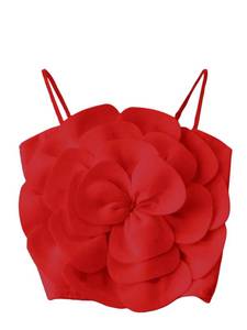 lot 4909 image: GORGLITTER Womens Flower Backless Summer Going Out Crop Tops Trendy Y2K Boho Sleeveless Cute Vacation Dressy Tube Top Red X-Large - Retail $32
