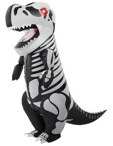 lot 4949 image: Spooktacular Creations Kids Skeleton Dinosaur Inflatable Costume, LED Light Eyes Skeleton Dinosaur Costume, Full Body T.Rex Blow Up for Halloween Dress Up Parties, 7-10 years  - Retail $40