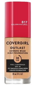 lot 4968 image: Covergirl Outlast Extreme Wear Foundation - Golden Natural 817 - Retail $11