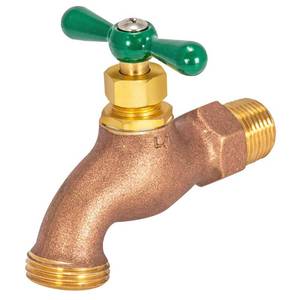 lot 5013 image: Eastman Heavy Pattern Hose Bibb, 12 in MIP x 12 in MHT, Outdoor Brass Faucet for Irrigation, 48628 - Retail $12
